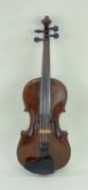 BAVARIAN VIOLIN, c. 1900, L.O.B. 35.5cm (14in), bears label inscribed in ink "Carlo Berganzi fecit