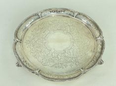 VICTORIAN SILVER SALVER, probably Henry Wilkinson & Co., London 1867, lobed, beaded and pierced