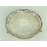 VICTORIAN SILVER SALVER, probably Henry Wilkinson & Co., London 1867, lobed, beaded and pierced