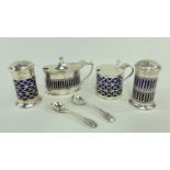 TWO PAIRS OF GEORGE V GOTHIC REVIVAL SILVER CRUETS, J B Chatterley & Sons Ltd, London & Birmingham