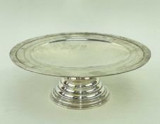 GEORGE V SILVER TAZZA, Roberts & Dore Ltd., Birmingham 1935, stepped border and tapering stepped