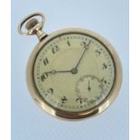 SLIM GOLD PLATED POCKET WATCH, Knickerbocker Watch Co. (St. Imier Switzerland/New York, USA), top-