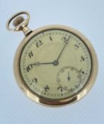 SLIM GOLD PLATED POCKET WATCH, Knickerbocker Watch Co. (St. Imier Switzerland/New York, USA), top-