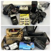 CAMERAS & PHOTOGRAPHY EQUIPMENT - to include Samsung, Cannon camcorder carry bags, Minolta SLR