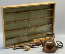 MISCELLANEOUS ITEMS to include collector's cabinet, swagger stick, Eastern flute, copper kettle