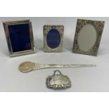 SMALL SILVER, 3 ITEMS and two EPNS photograph frames, the silver includes a modern easel back