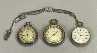 LONDON SILVER CASED KEY WIND POCKET WATCH BY WALTHAM WATCH COMPANY - date marked '1888', attached
