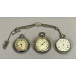 LONDON SILVER CASED KEY WIND POCKET WATCH BY WALTHAM WATCH COMPANY - date marked '1888', attached