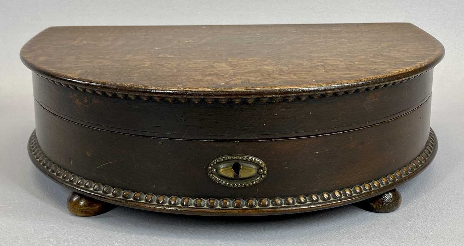 VINTAGE POLISHED CUTLERY BOX - half moon shaped on bun feet with quantity of cutlery and a four - Image 3 of 3