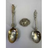 LATE 18TH/EARLY 19TH CENTURY ORNATE DUTCH SILVER SPOONS (2) and an untested white metal, possibly