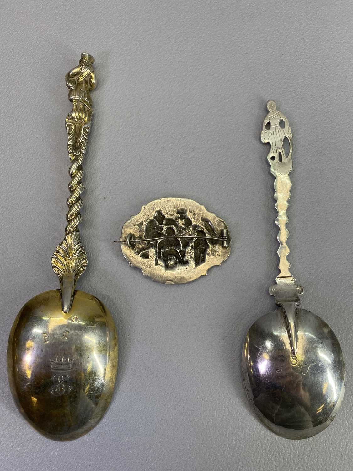 LATE 18TH/EARLY 19TH CENTURY ORNATE DUTCH SILVER SPOONS (2) and an untested white metal, possibly - Image 3 of 4