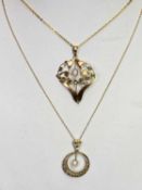 VICTORIAN & LATER PENDANT NECKLACES (2) - to include an opal and seed pearl set Art Nouveau type