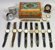 VINTAGE & LATER GENTLEMAN'S WRISTWATCHES (10) - contained in a colourful Blue Bird confectionery