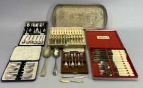 HALLMARKED SILVER, EPNS & STAINLESS CHROME CASED & LOOSE CUTLERY - to include a loose set of six