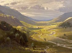 DAVID WOODFORD oil on board - titled and signed verso 'Down Nant Ffrancon 1987', 29 x 38cms