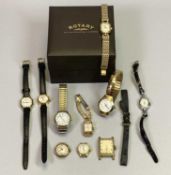 9CT GOLD CASED & OTHER LADY'S WRISTWATCHES (10) - to include a 9ct gold Rotary with gold plated