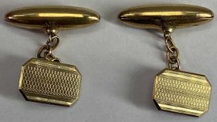 9CT GOLD GENT'S CUFFLINKS, A PAIR - all main parts stamped 9ct, 7.4grms