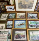 PAINTINGS & PRINTS ASSORTMENT including a quantity of steam related, a KEITH ANDREW limited