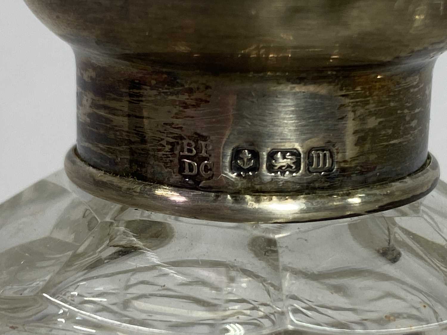 VINTAGE HALLMARKED SILVER SCENT & OTHER DRESSING TABLE BOTTLES (3) - to include a cylindrical - Image 2 of 4