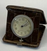 R W FORSYTHE OF GLASGOW 8 DAY TRAVEL CLOCK - within a snakeskin type case
