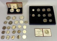 AUSTRIA SILVER COINS X 23, cased Royal Mint Jordan silver coin pair and other mixed coinage