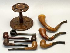 SMOKING PIPES - to include a large African Calabash, also silver collared, examples by Singleton &