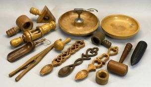 TREEN - a good assortment to include mallets, love spoons, nutcrackers, ETC