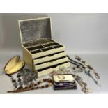 MODERN MIRRORED INTERIOR JEWELLERY CASE - with good contents and additional costume jewellery,