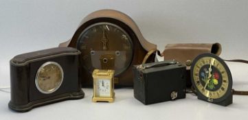 CLOCKS - Ferranti Bakelite electric mantel clock, a dome top mantel clock, small London carriage