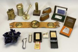 LIGHTERS - a brass Tonks table, trench style, Zippo, Ronson, ETC - a good collection