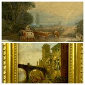 PAINTINGS ASSORTMENT (3) - an indistinctly signed Venetian watercolour, 20 x 14cms, circa 1900s