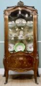 19TH CENTURY FRENCH KINGWOOD MARQUETRY & GILT METAL MOUNTED BOMBÈ VITRINE, Rocaille crested