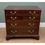 GEORGE III MAHOGANY GENTLEMAN'S CHEST, moulded top above four graduated long drawers, bracket