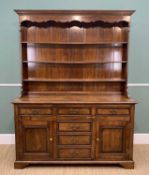 HANDCRAFTED REPRODUCTION OAK & WALNUT CROSSBANDED WELSH DRESSER, by 'Fron Furniture', boarded