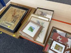 GROUP OF FRAMED FABRIC PICTURES, including a Queen Victoria Commemorative silkwork panel, sampler,