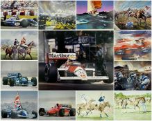 THIRTEEN VARIOUS LIMITED EDITION SPORTING PRINTS comprisingD M DENT four prints - (319/500) entitled