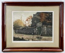 HENRI JOURDAIN (French, 1864-1931) etching with colour - The Manor Gates, signed in pencil,