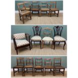 ASSORTED ANTIQUE CHAIRS, comprising ten provincial oak dining chairs, including two armchairs,