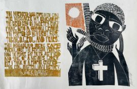PAUL PETER PIECH (1920-1996) three-colour lithograph - Jack Davis poem relating to Aboriginal