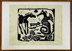 WILLIAM McCLURE BROWN (1953-2008), Artists proof screenprint - Tryst, horse and seahorse, signed,