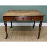 19TH CENTURY OAK LIBRARY TABLE, with Hobbs & Co lock, bobbin moulded top above pair of frieze