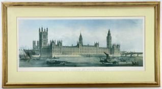 E WALKER coloured lithograph - entitled 'The New Palace at Westminster', 40 x 95cmsComments: