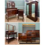 SUNDRY MAHOGANY FURNITURE, including Edwardian double wardrobe with two base drawers, matching