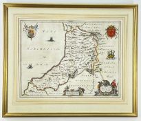 BLAEU (JOHANNES) Ceretica Sive Cardiganensis..., 17th Century double page engraved map with later