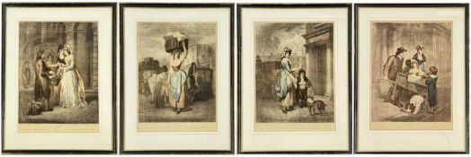AFTER FRANCIS WHEATLEY, lithographs with hand colour - Cries of London, 39 x 29cm (4) Comments: