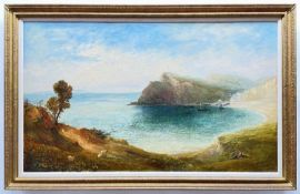 JOHN FRANCIS DANBY (1816-1875) oil on canvas - Coastal Landscape, signed, 94 x 56cmsCondition