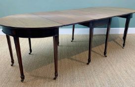 19TH CENTURY MAHOGANY D-END DINING TABLE, with reeded tops, plain friezes and tapering square