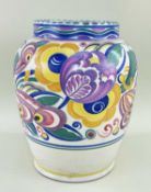 LARGE POOLE (CARTER STABLER & ADAMS) VASE, painted with tulips and other exotic flowers, impressed