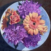 BRYN RICHARDS (b.1922) oil on canvas - still-life of flowers from the artist's 'Bowl Series',
