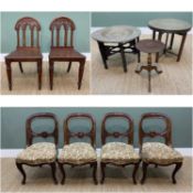 ASSORTED TABLES & CHAIRS including two Middle Eastern metal folding occasional tables with